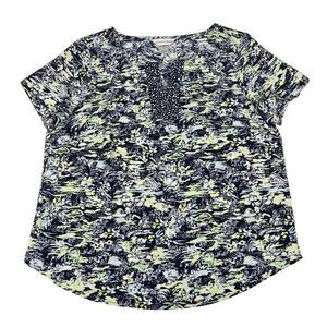 Christopher & Banks Women's Short Sleeve Print Blouse size Medium